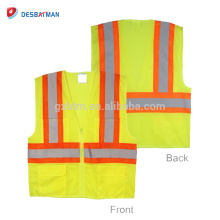 100% Polyester Mesh helle Farbe hohe Sichtbarkeit Hi Viz Verkehr Sicherheitswesten reflektierende Sicherheit Arbeitsjacke mit Multi Taschen